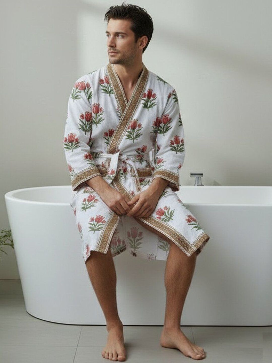 Jinaya's Printed Cotton Bath Robe & Wraps