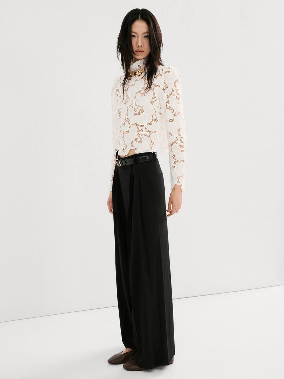 Lace Semi Sheer Casual Top