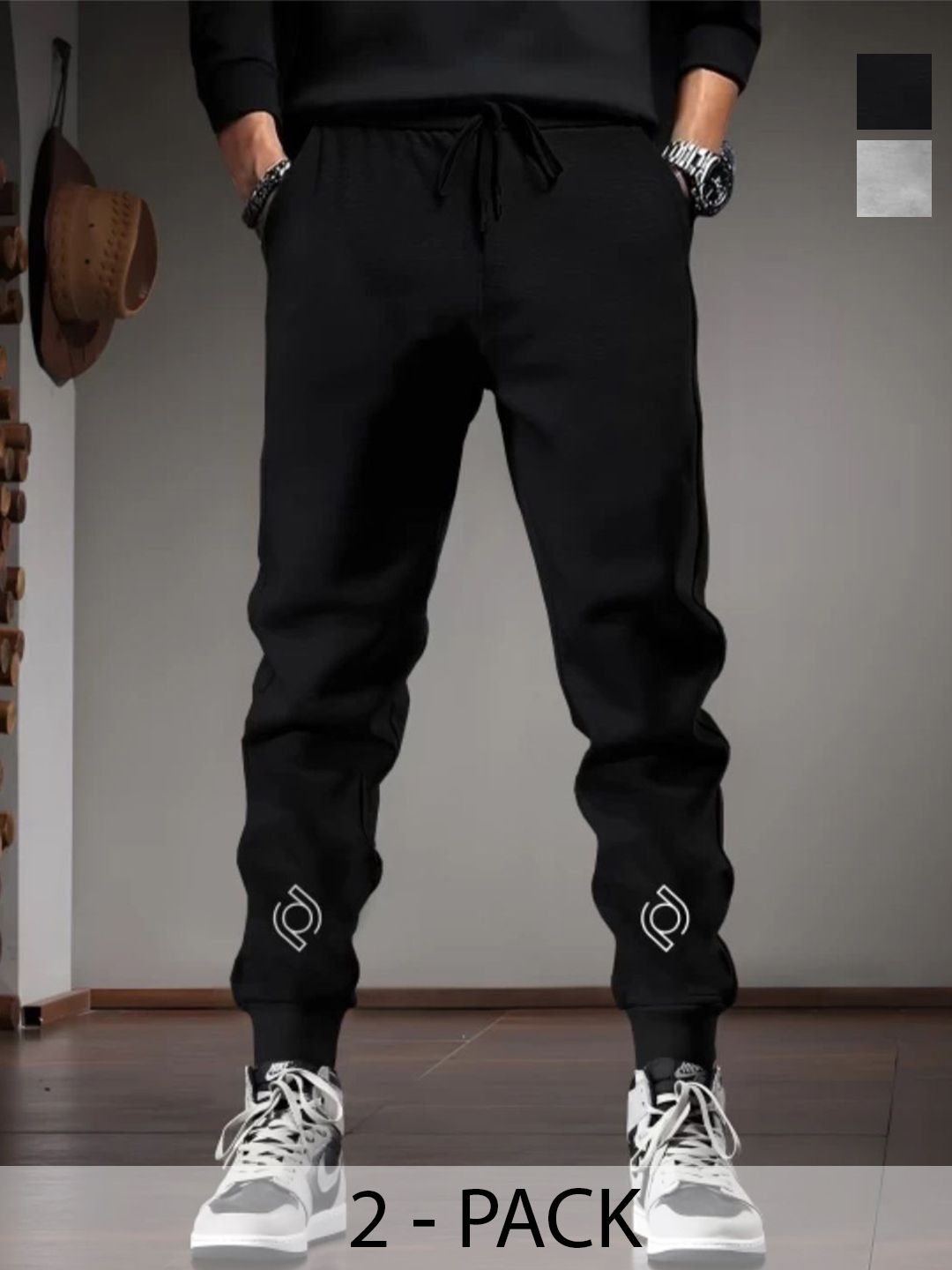 Metronaut Men Pack of 2 Regular Fit Brand Logo Training Joggers