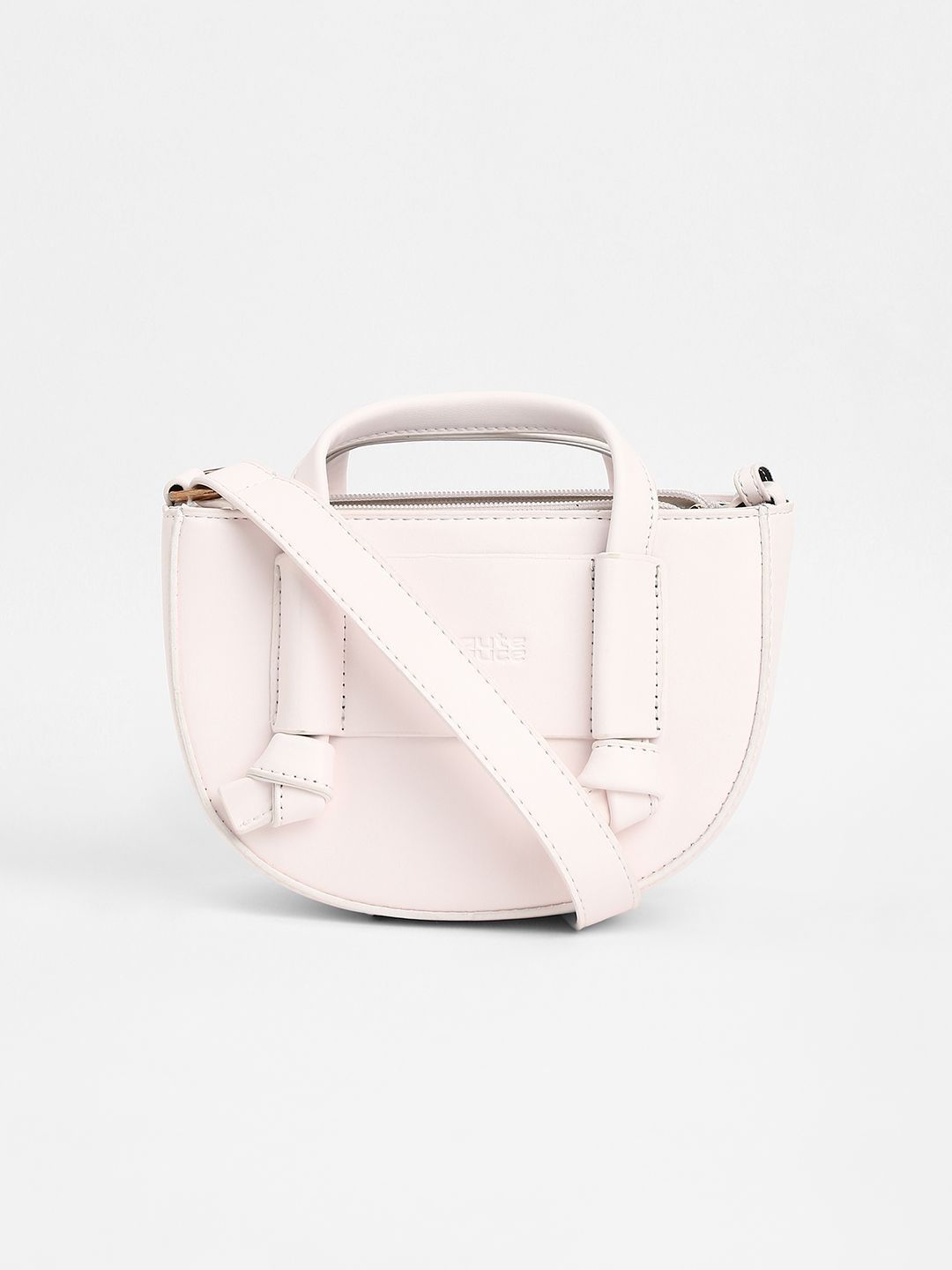HAUTE SAUCE Leather Half Moon Sling Bag with Bow Detail