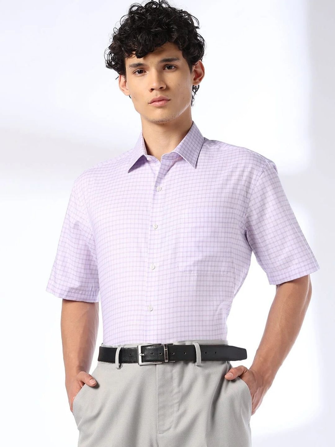 John Players Men's Pure Cotton Checked Shirt