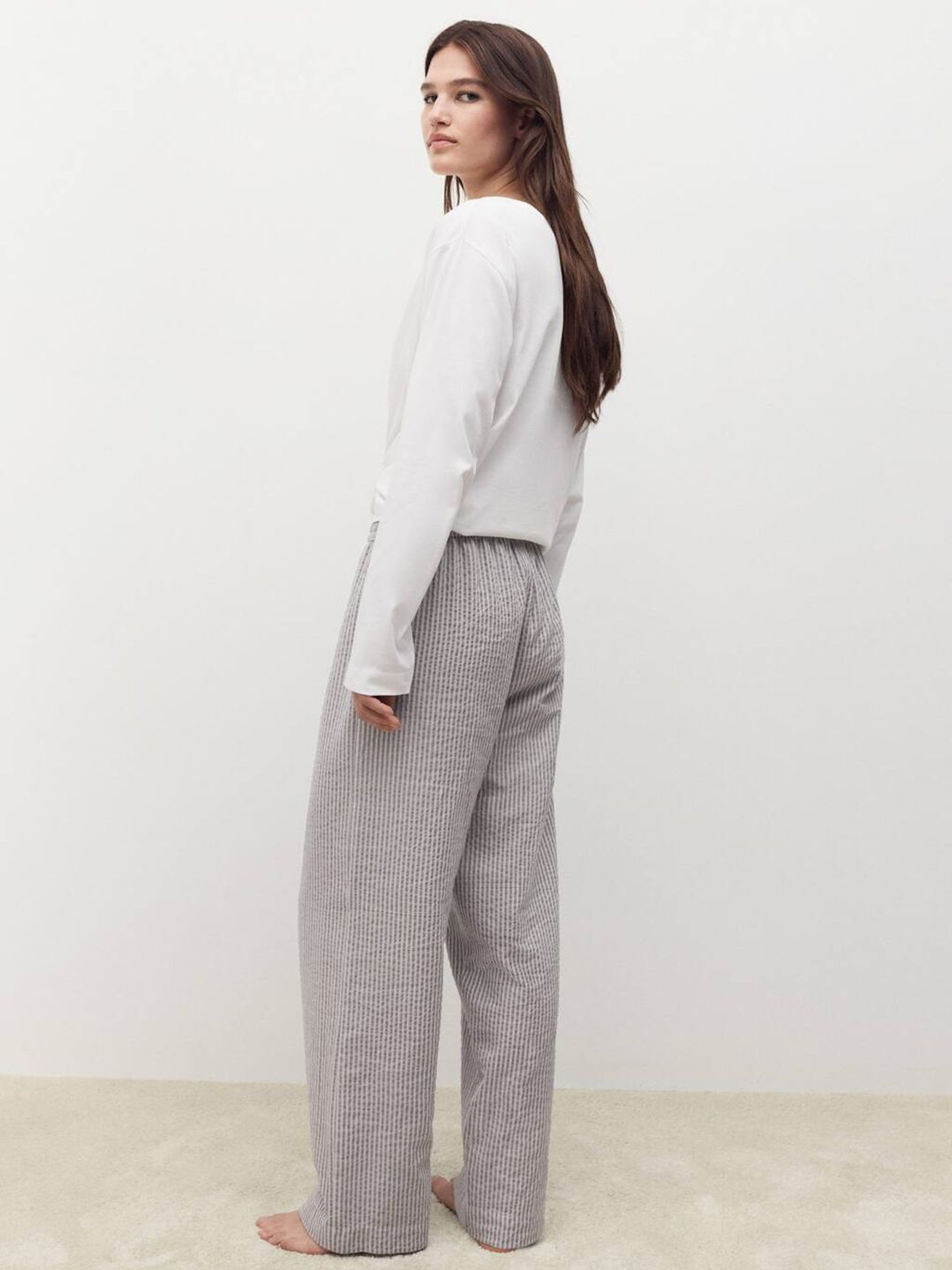 Striped Pure Cotton Straight Lounge Pants
