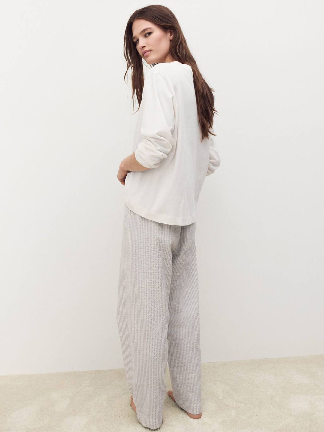 Striped Pure Cotton Straight Lounge Pants