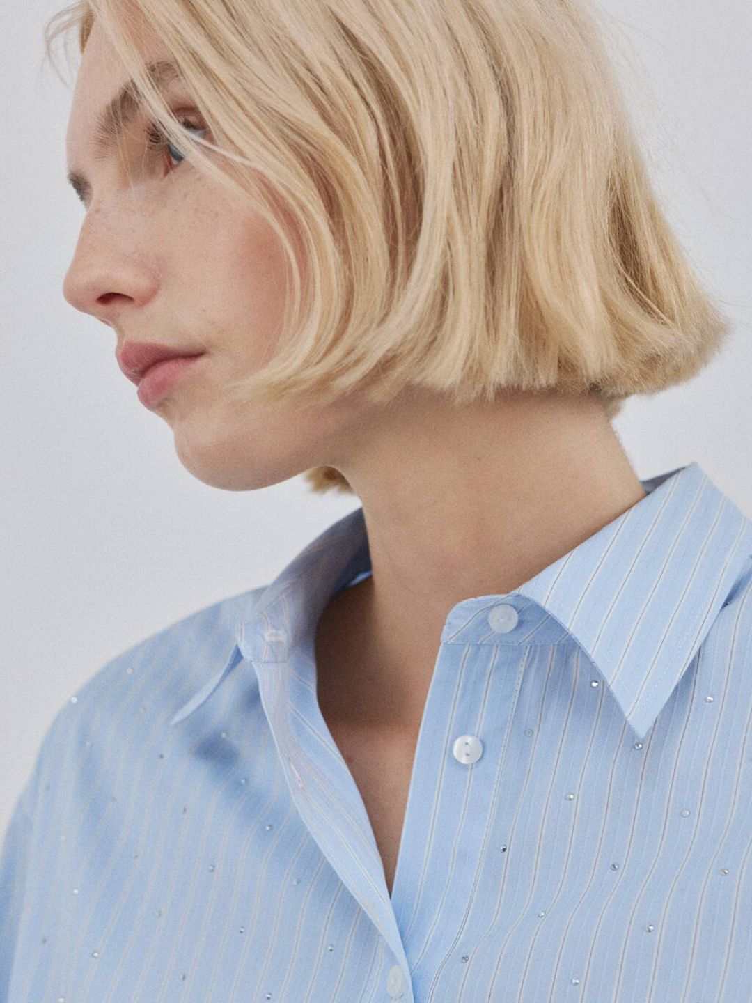 Striped Sequin Embellished Casual Shirt