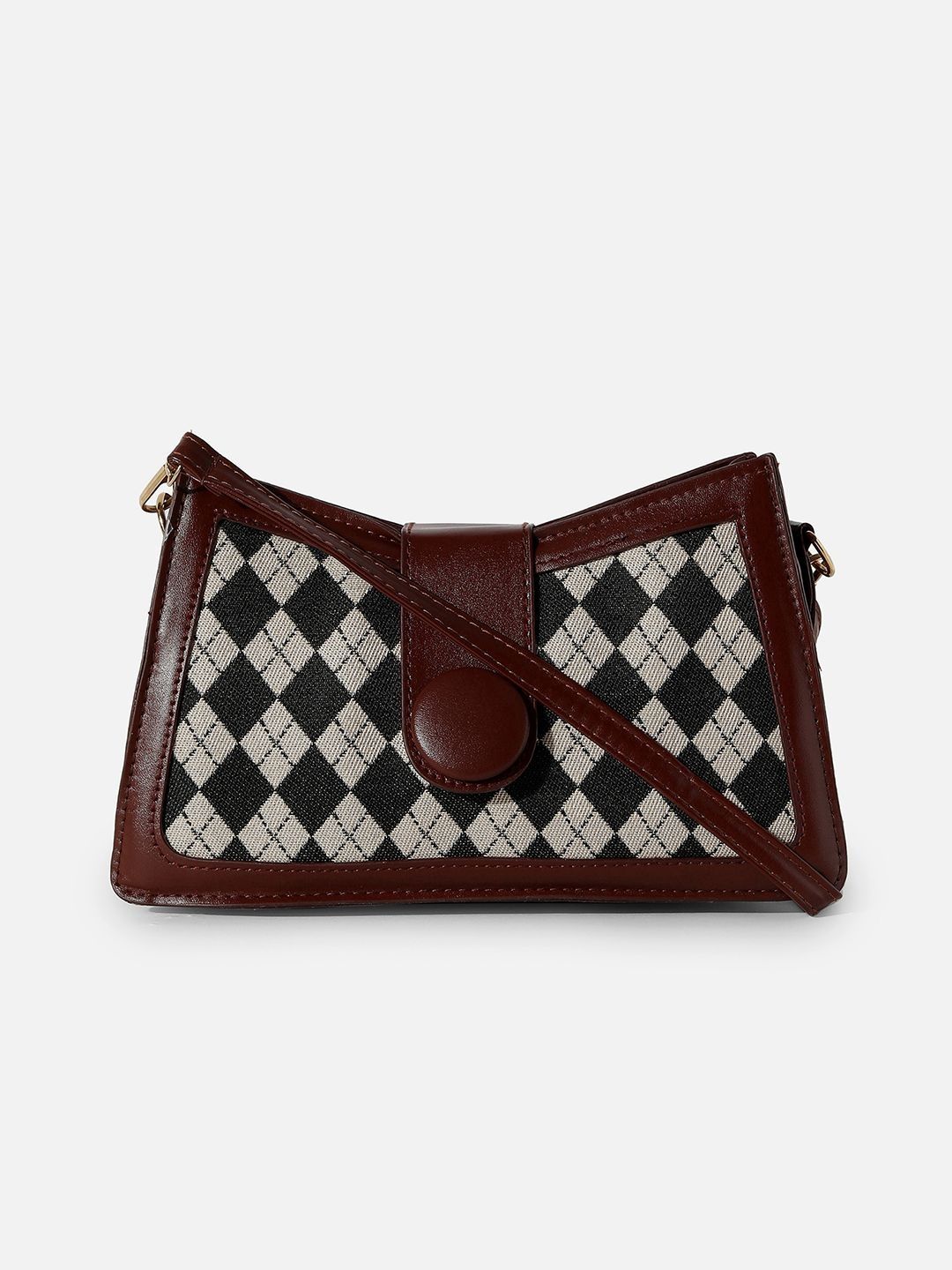 HAUTE SAUCE Geometric Printed PU Structured Sling Bag