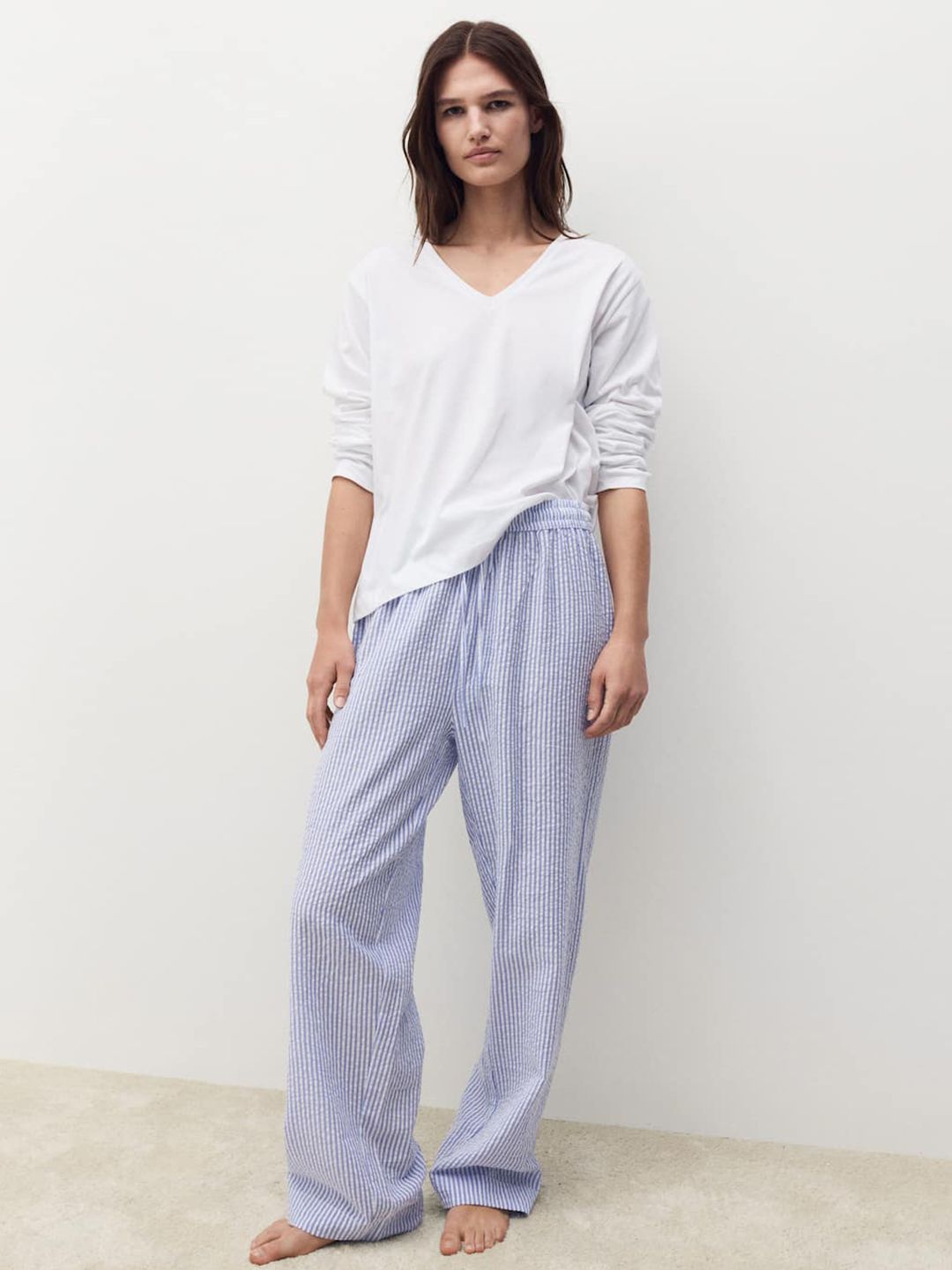 Striped Pure Cotton Straight Lounge Pants