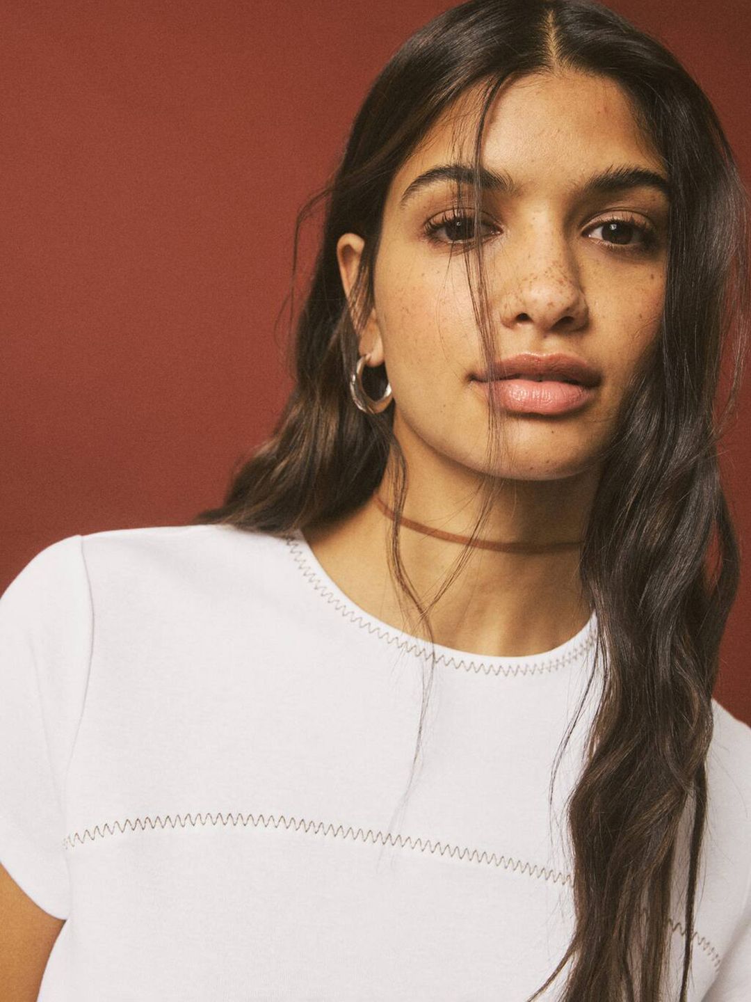 Cropped T-shirt with Embroidered Detail