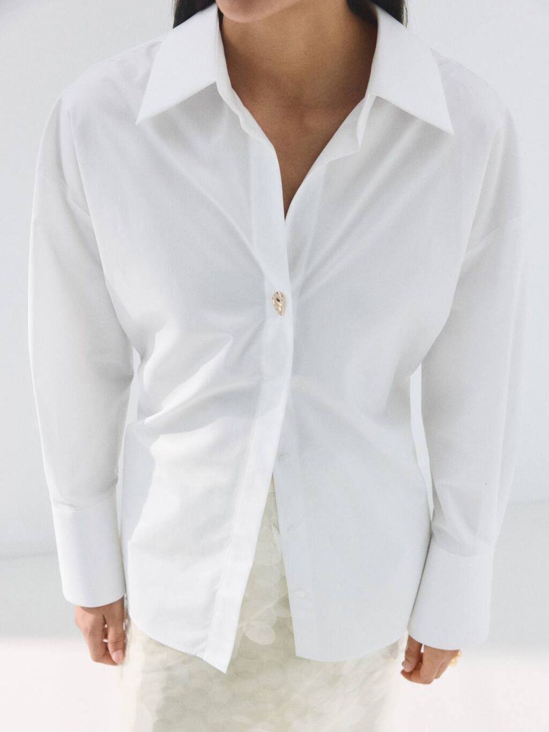 Pure Cotton Drop-Shoulder Sleeves Oversized Casual Shirt