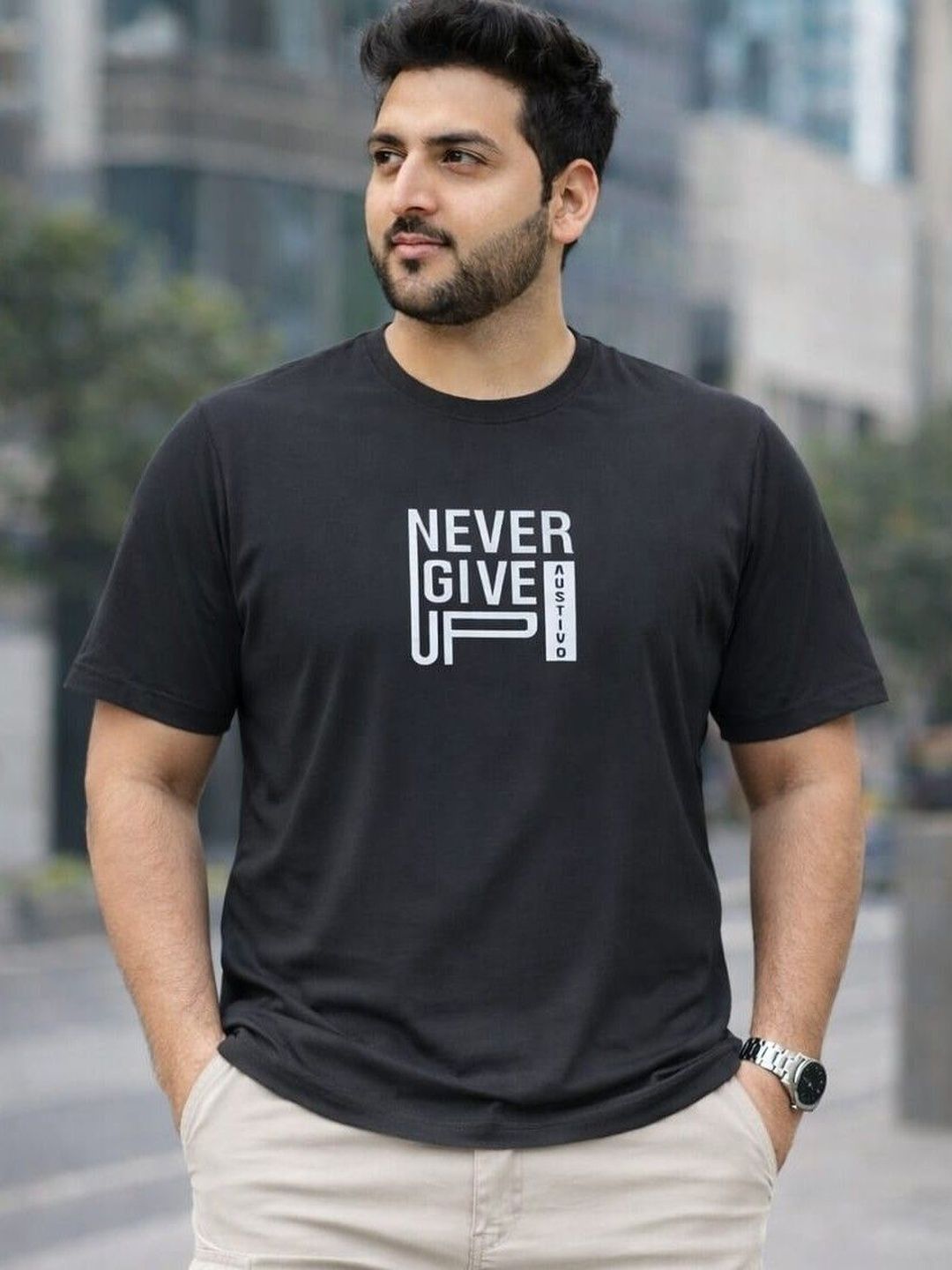 AUSTIVO Men Typography Printed T-shirt