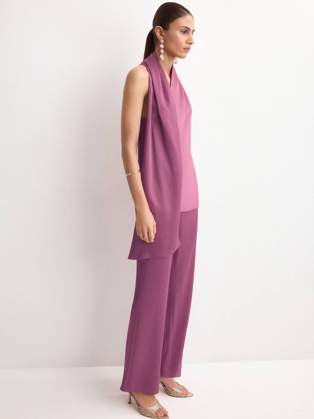 Draped Scarf Neck Casual Top