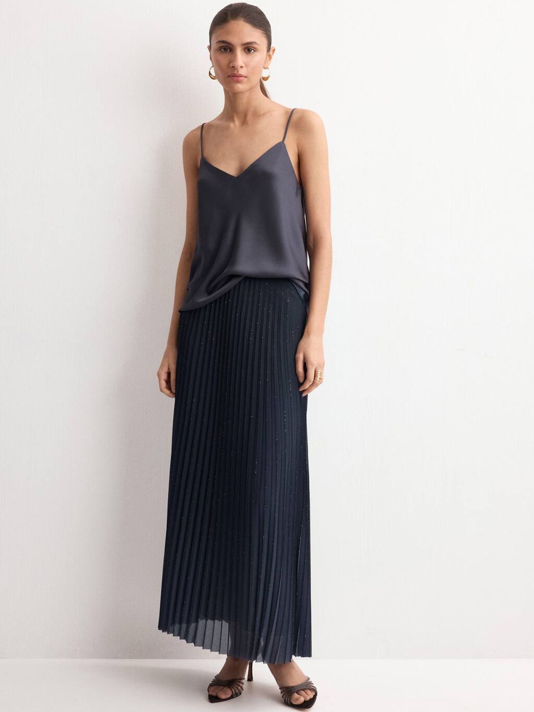 Accordion Pleated Maxi Skirt