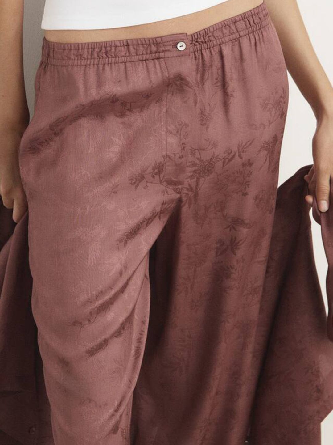 Floral Self Design Straight Lounge Pants