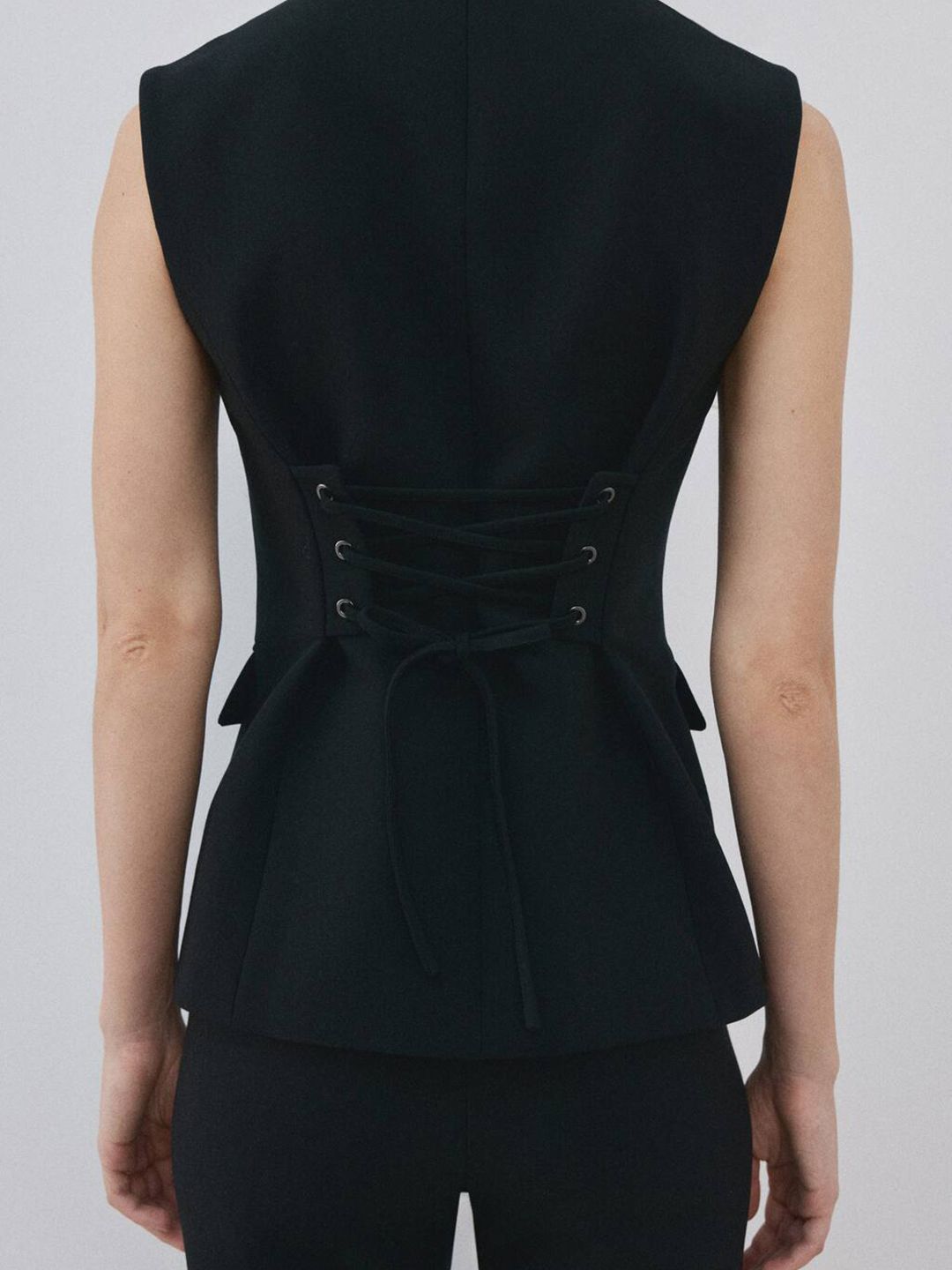 V-Neck Lace-Up Detail Waistcoat