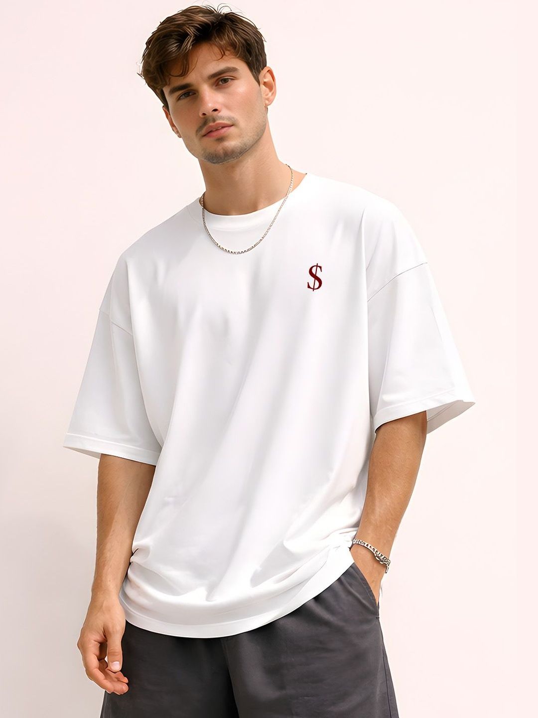 YAK YAK Men Oversized Drop Shoulder Organic Cotton T-Shirt
