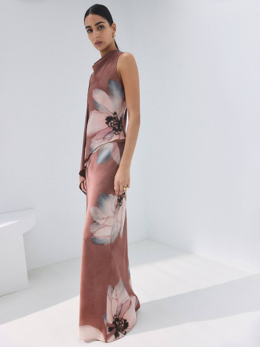Floral Printed Maxi Straight Skirt