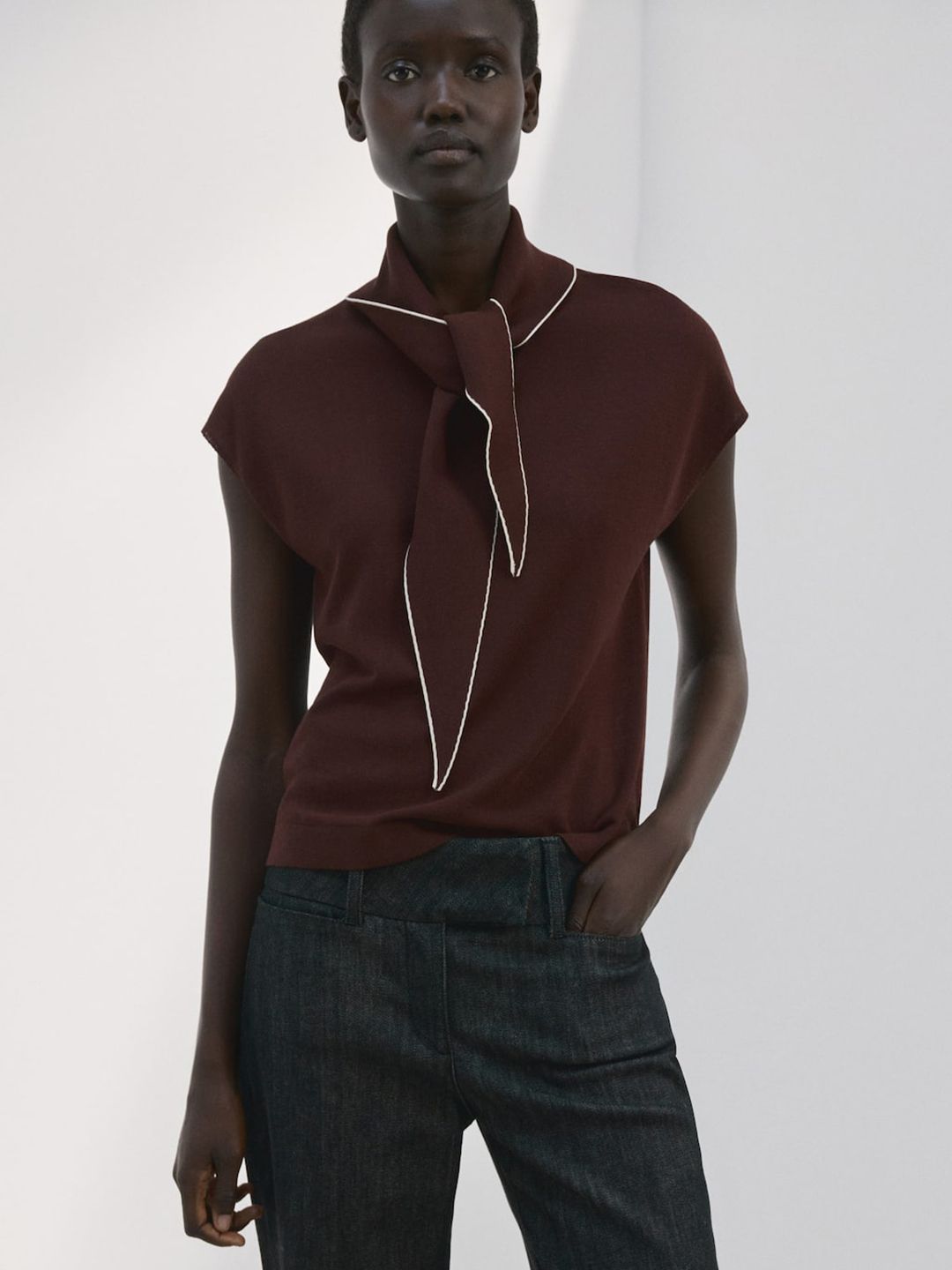 Tie-Up Neck Casual Top