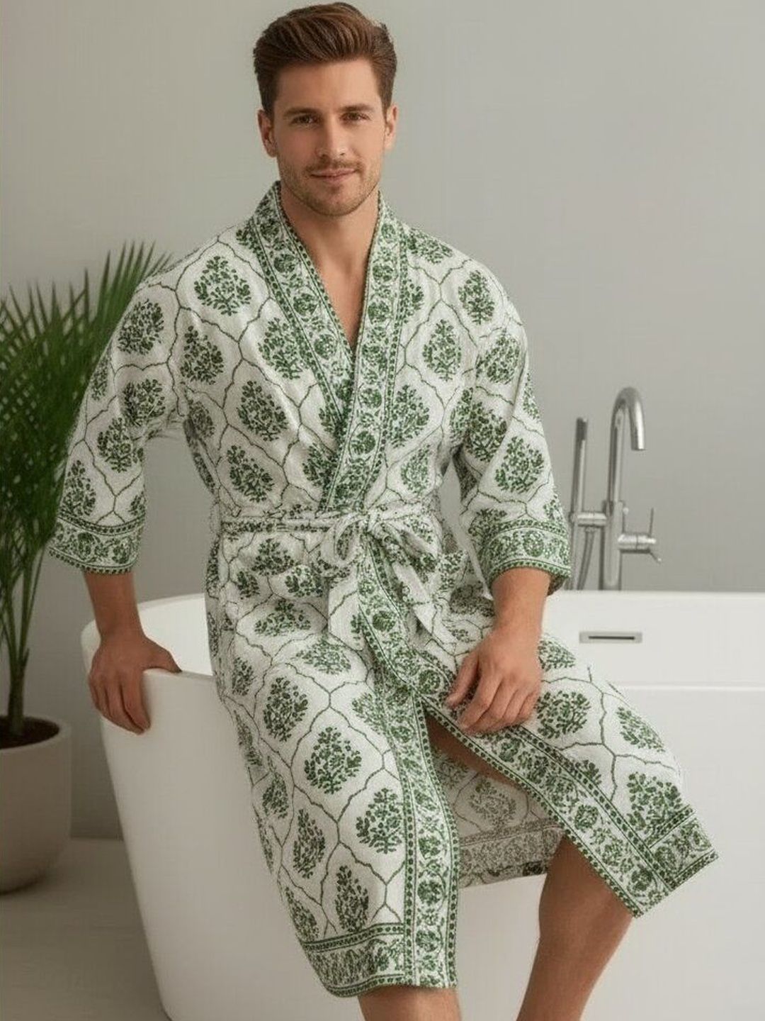 Jinaya's Printed Cotton Bath Robe & Wraps