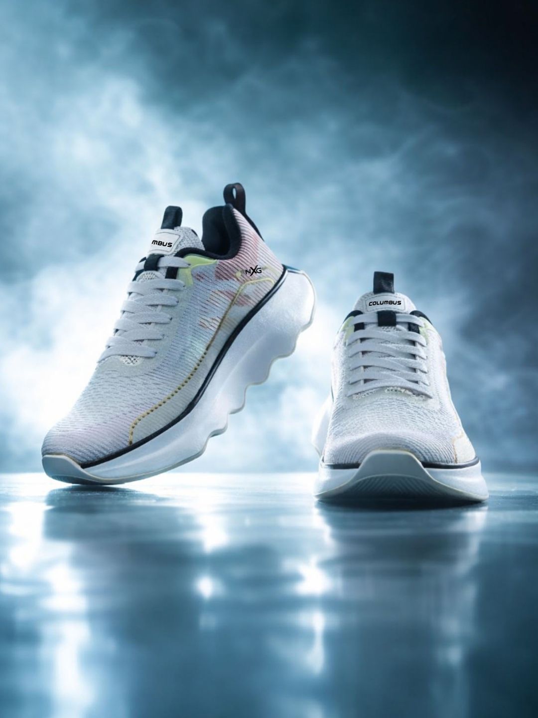 Columbus Men Mesh Running Non-Marking Shoes With Memory Foam Technology