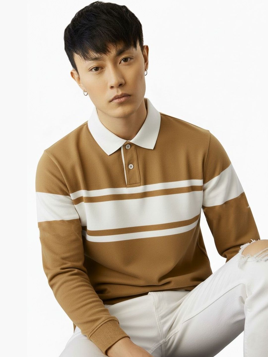 R.Code by The Roadster Life Co. Men Colourblocked Polo Collar T-shirt