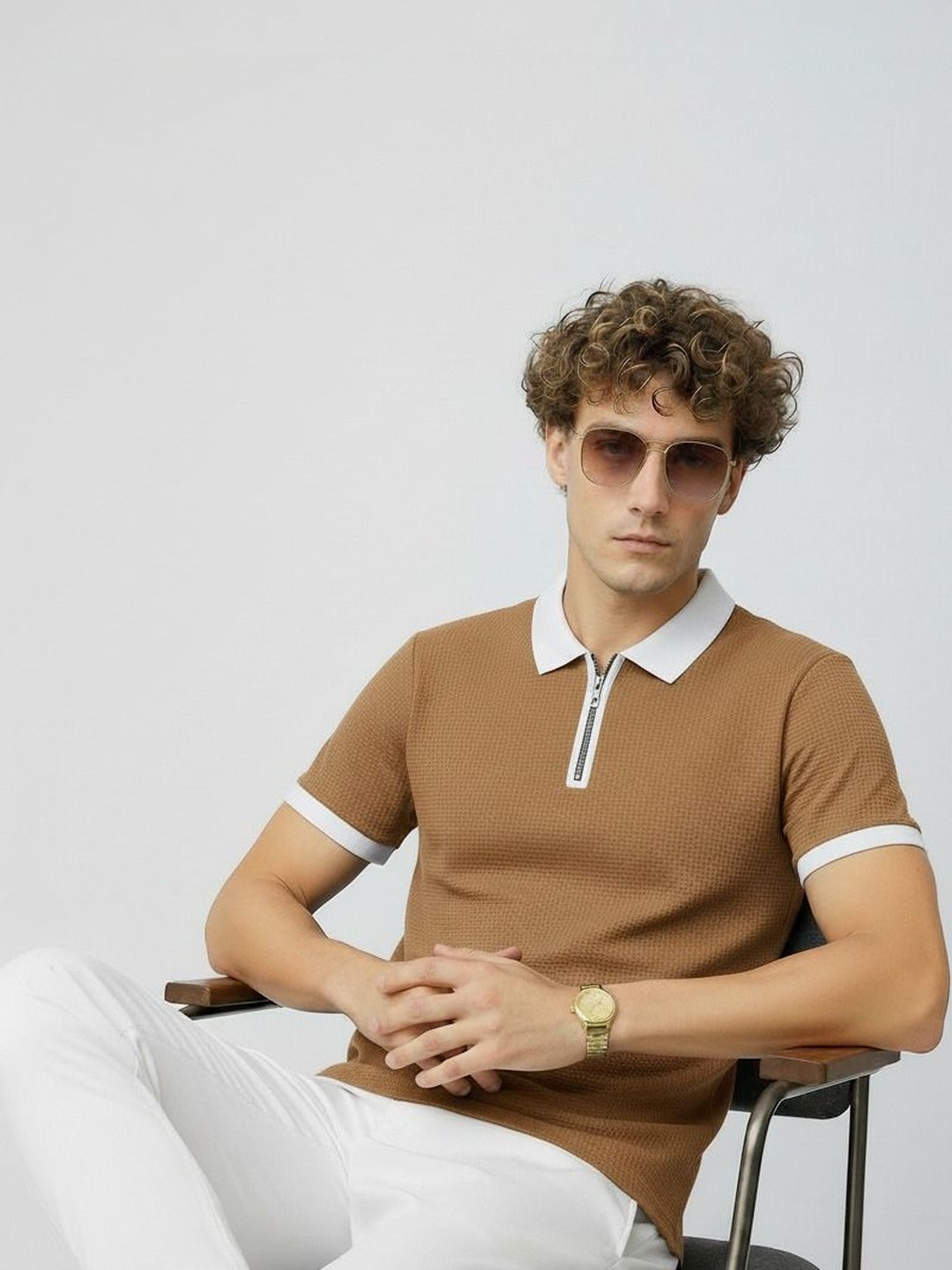 R.Code by The Roadster Life Co. Men Polo Collar T-shirt
