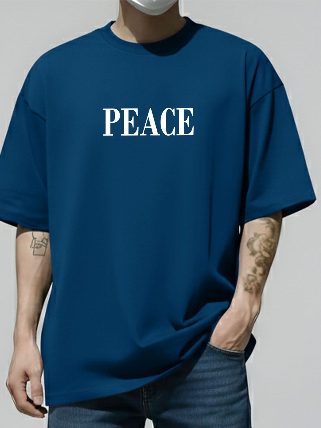 AUSK Men Printed Drop-Shoulder Sleeves T-shirt
