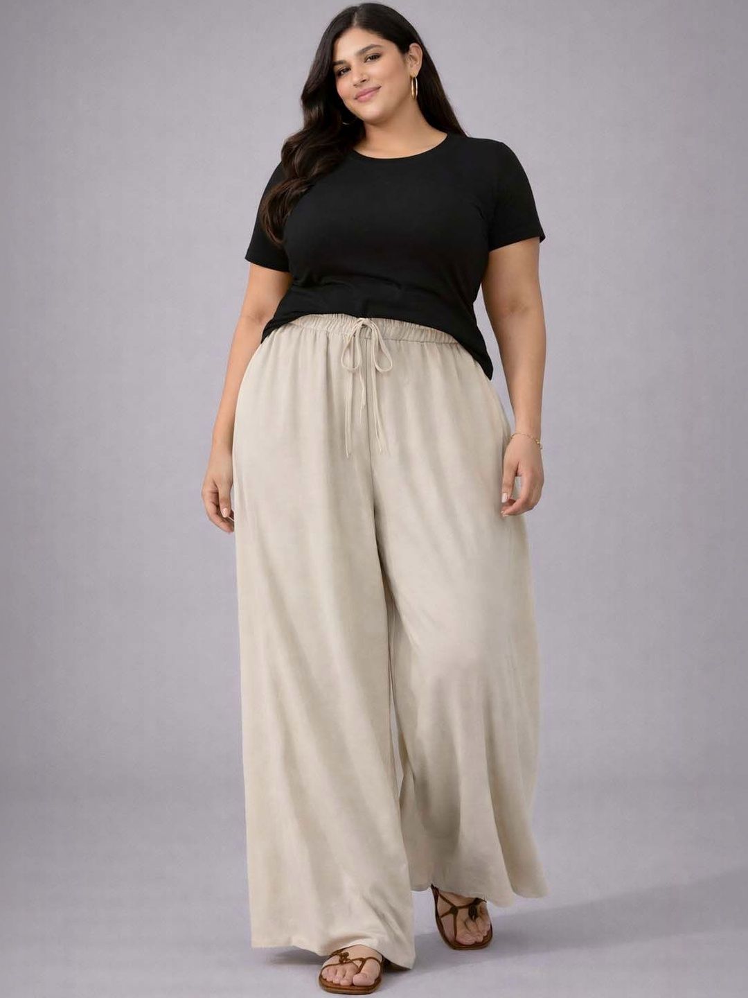 Stylecast X Kotty Women Solid High-Rise Wide Leg Pants