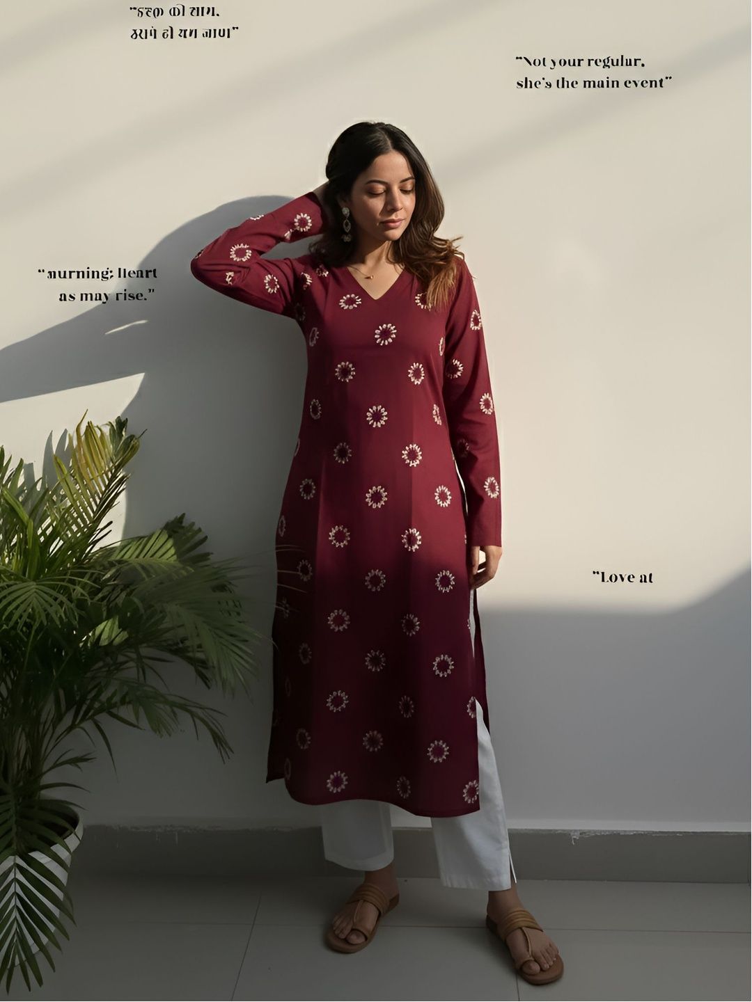 SAICHA Floral Printed V-Neck Kurti