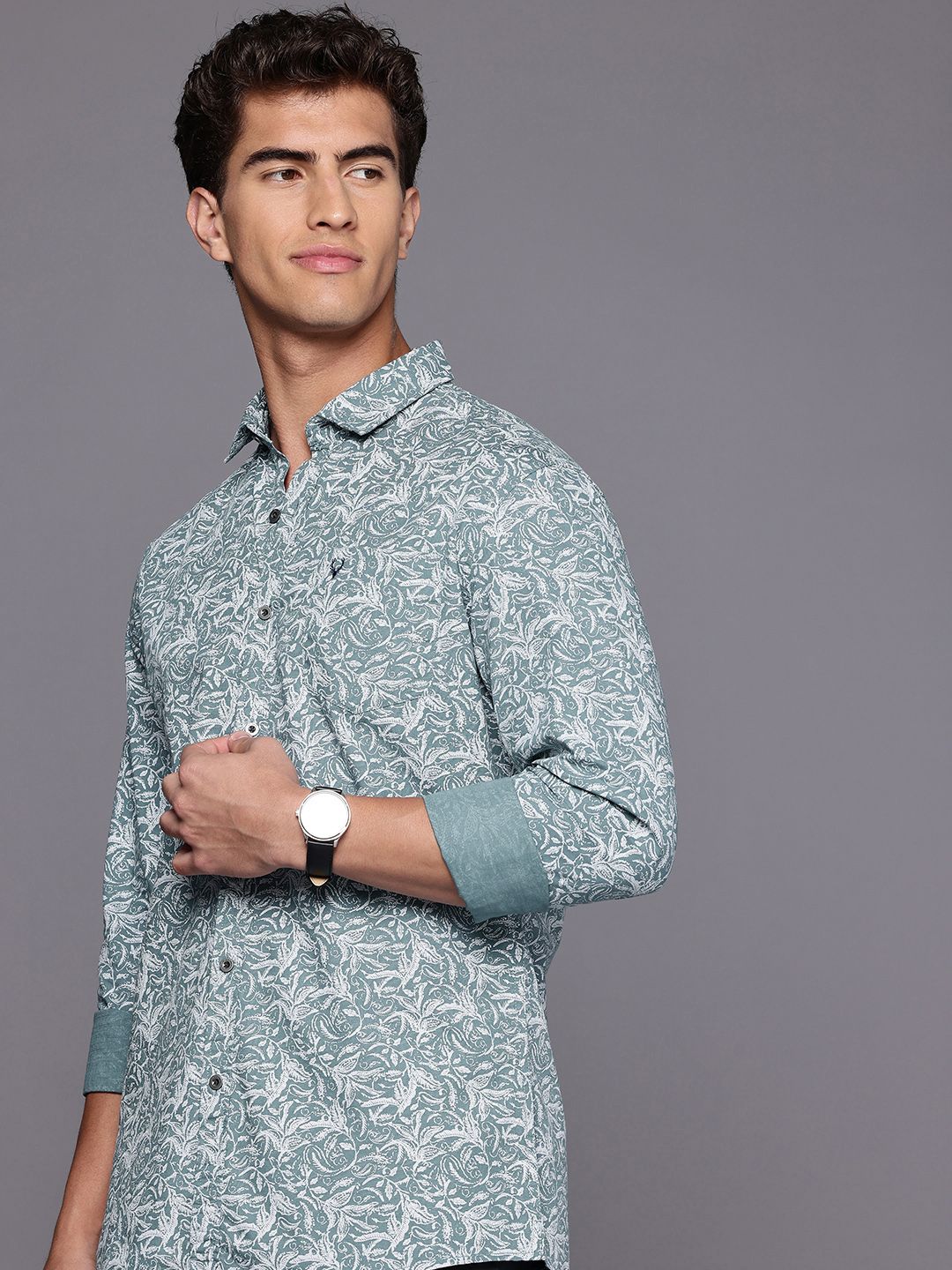 Allen Solly Allen Solly Custom Fit Floral Printed Pure Cotton Casual Shirt