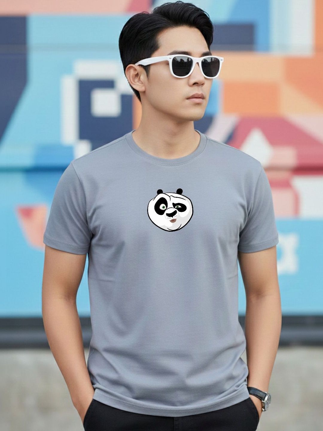 Greylongg Men Kung Fu Panda Printed T-shirt