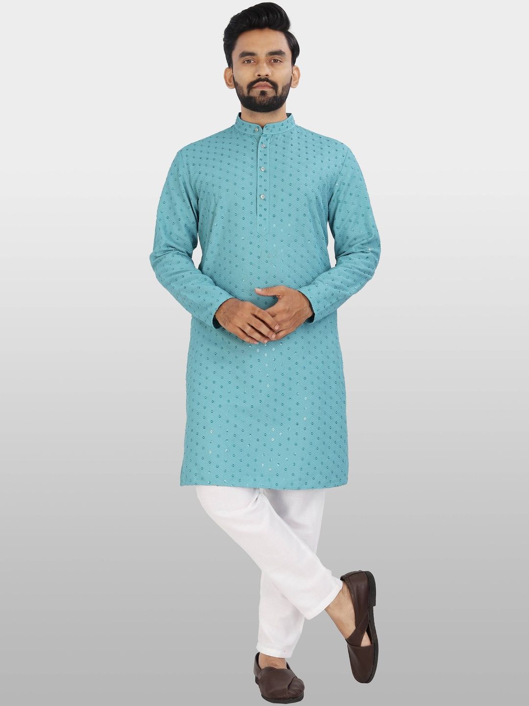 HERE&NOW Men Embellished Handloom Kurta
