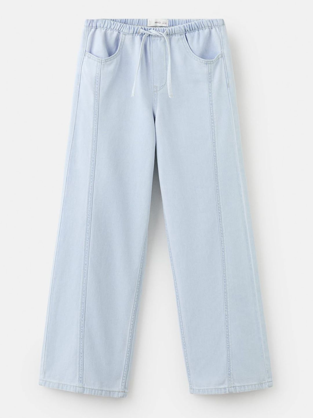 Mango Kids Girls Pure Cotton Wide Leg Jeans