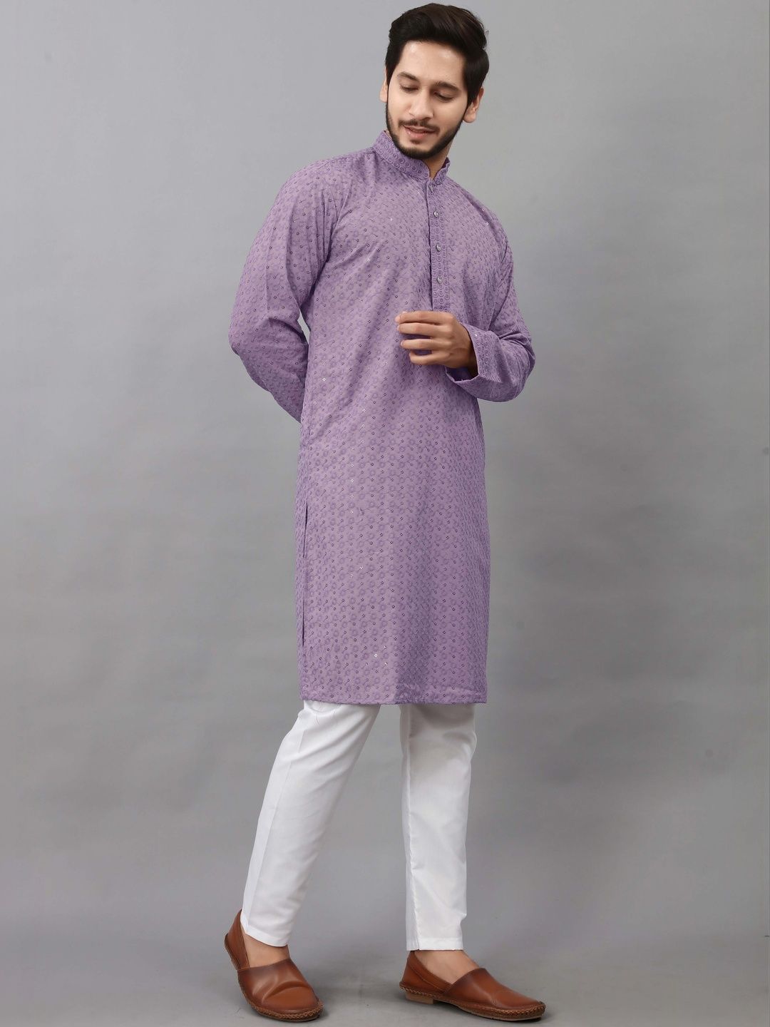HERE&NOW Men Embroidered Handloom Kurta