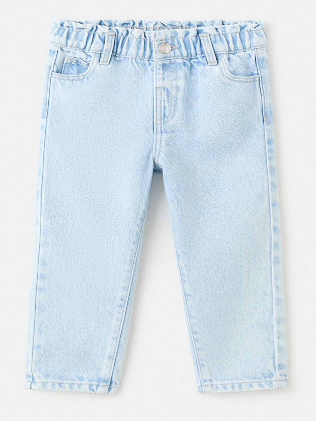 Mango Kids Girls Regular Fit Mid-Rise Heavy Fade Non-Stretchable Cotton Jeans