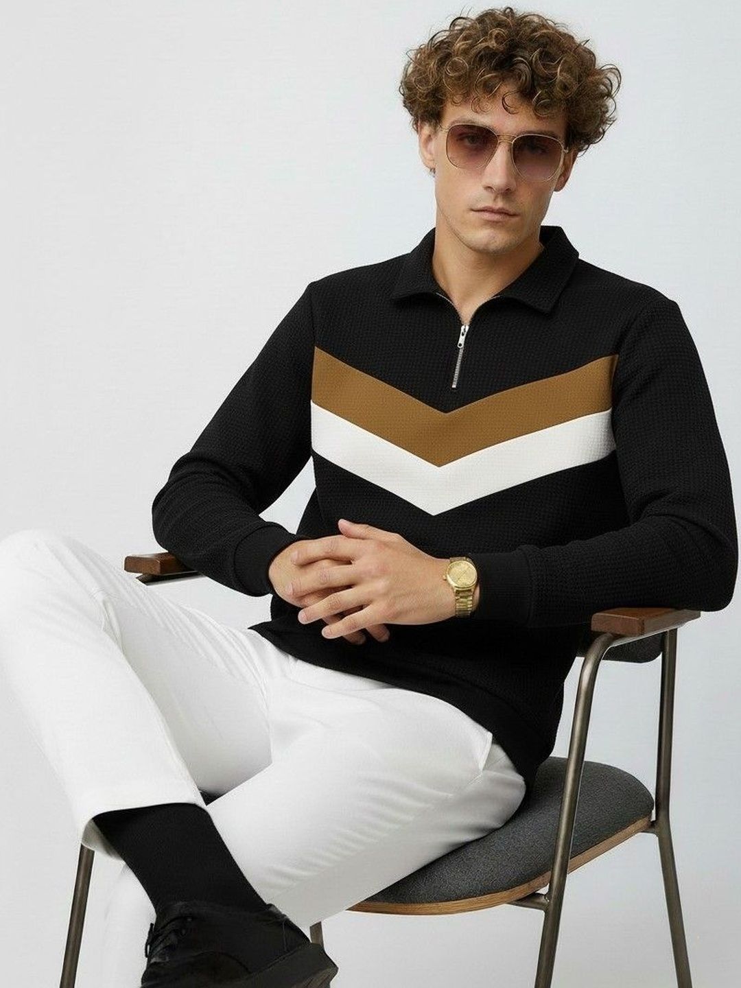 R.Code by The Roadster Life Co. Men Colourblocked Polo Collar T-shirt