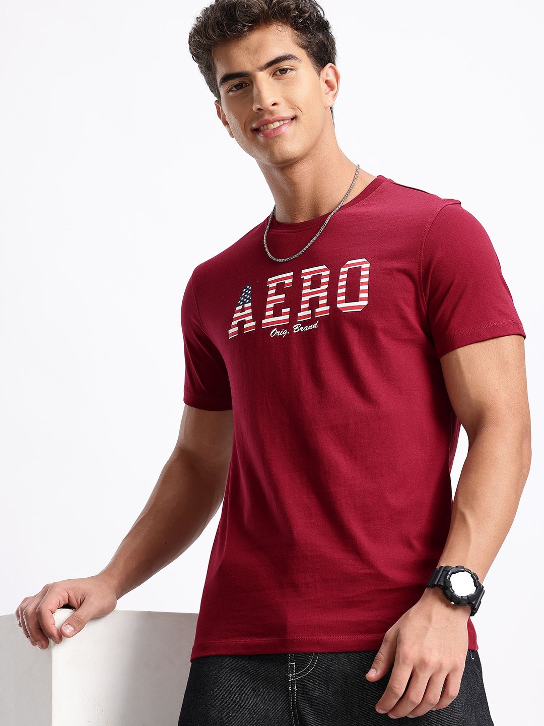 Aeropostale Brand Logo Printed Pure Cotton T-shirt