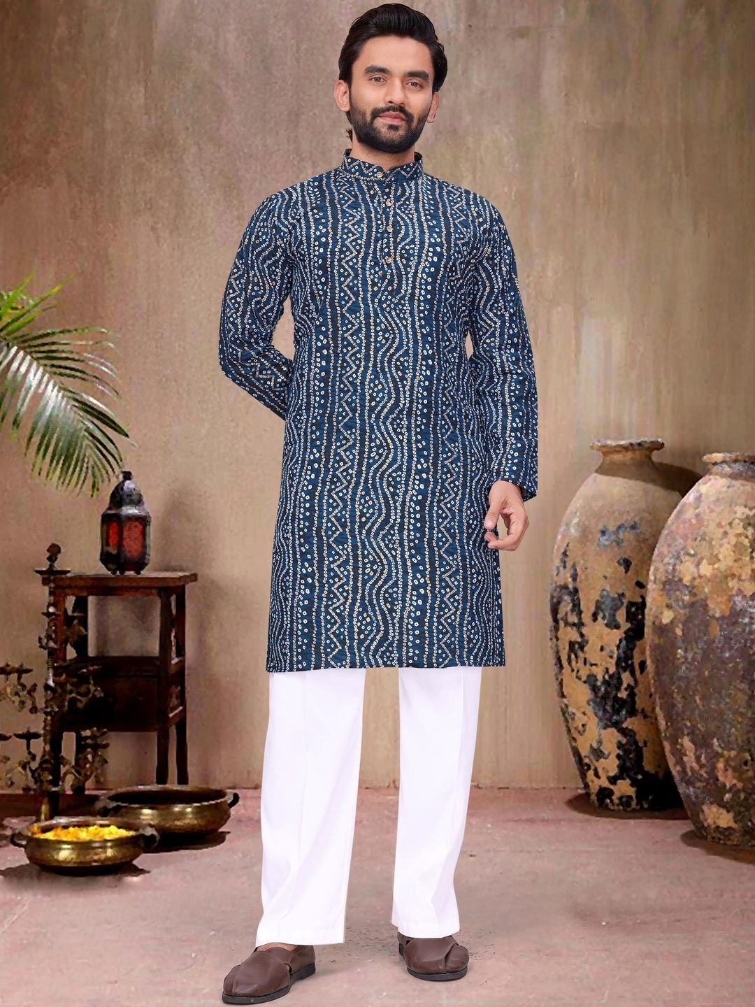 MAITHILI CREATION Men Bandhani Printed Kurta