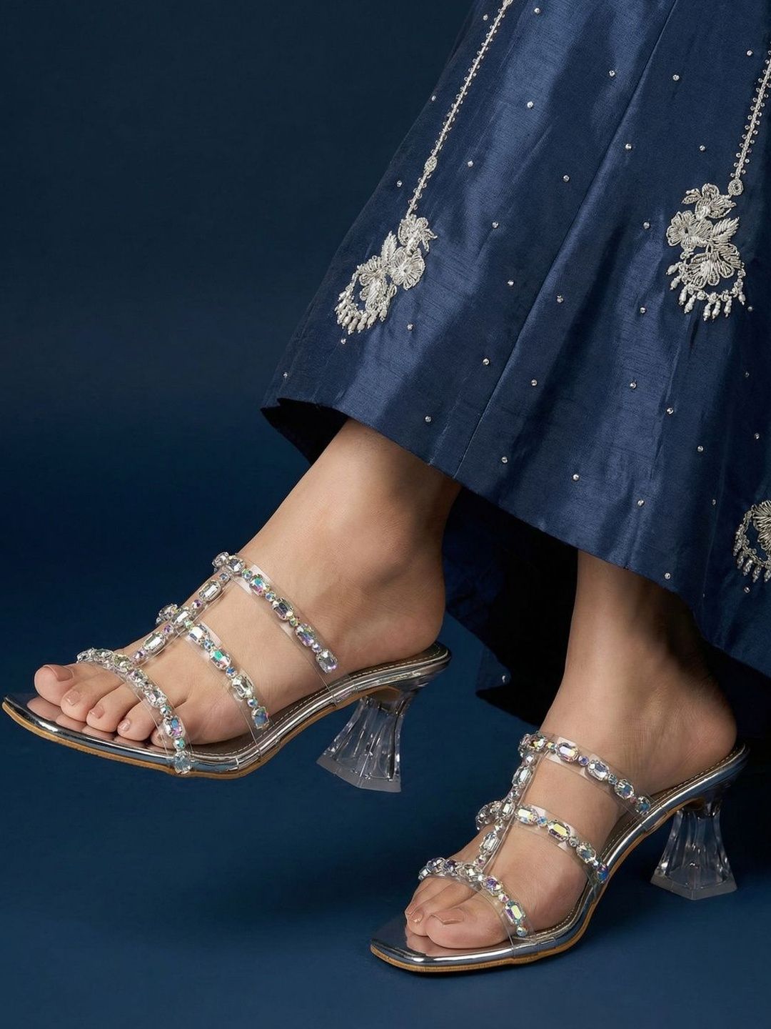 JodyHub Embellished Party Block Mules