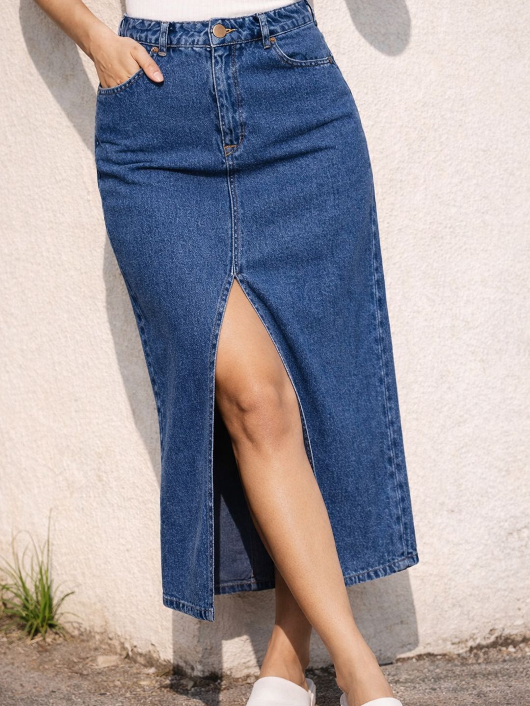 Buy Miss Mosa By Akanksha Rubello Maxi Statement Denim Skirt