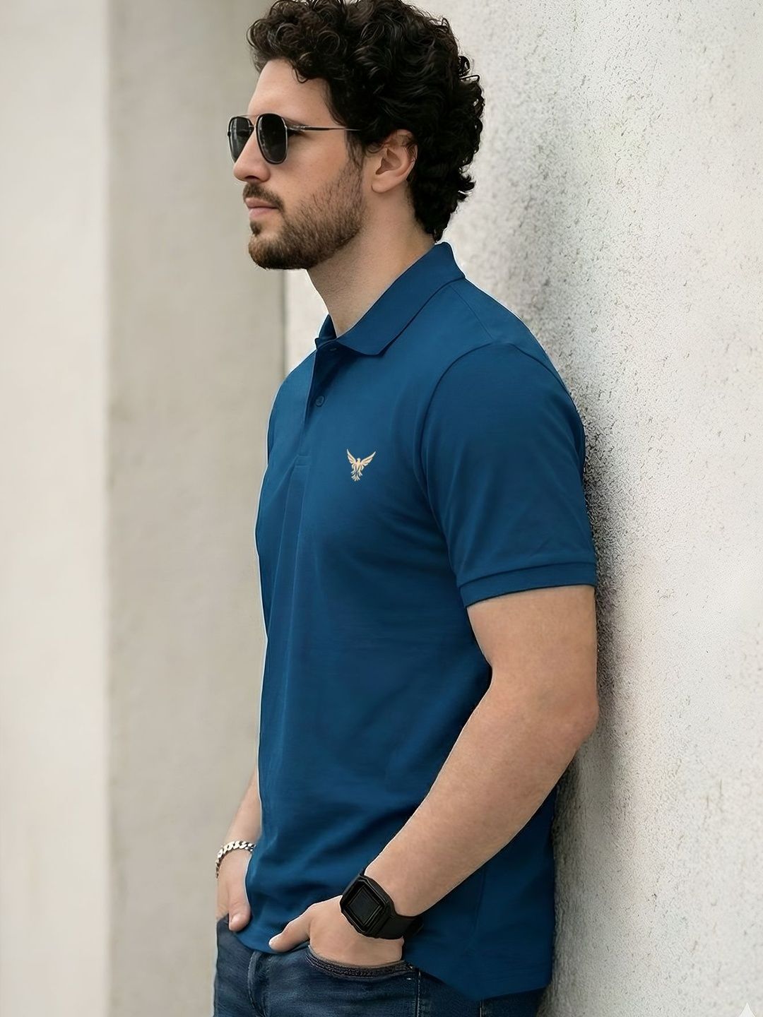 AUSK Men Brand Logo Polo Collar T-shirt