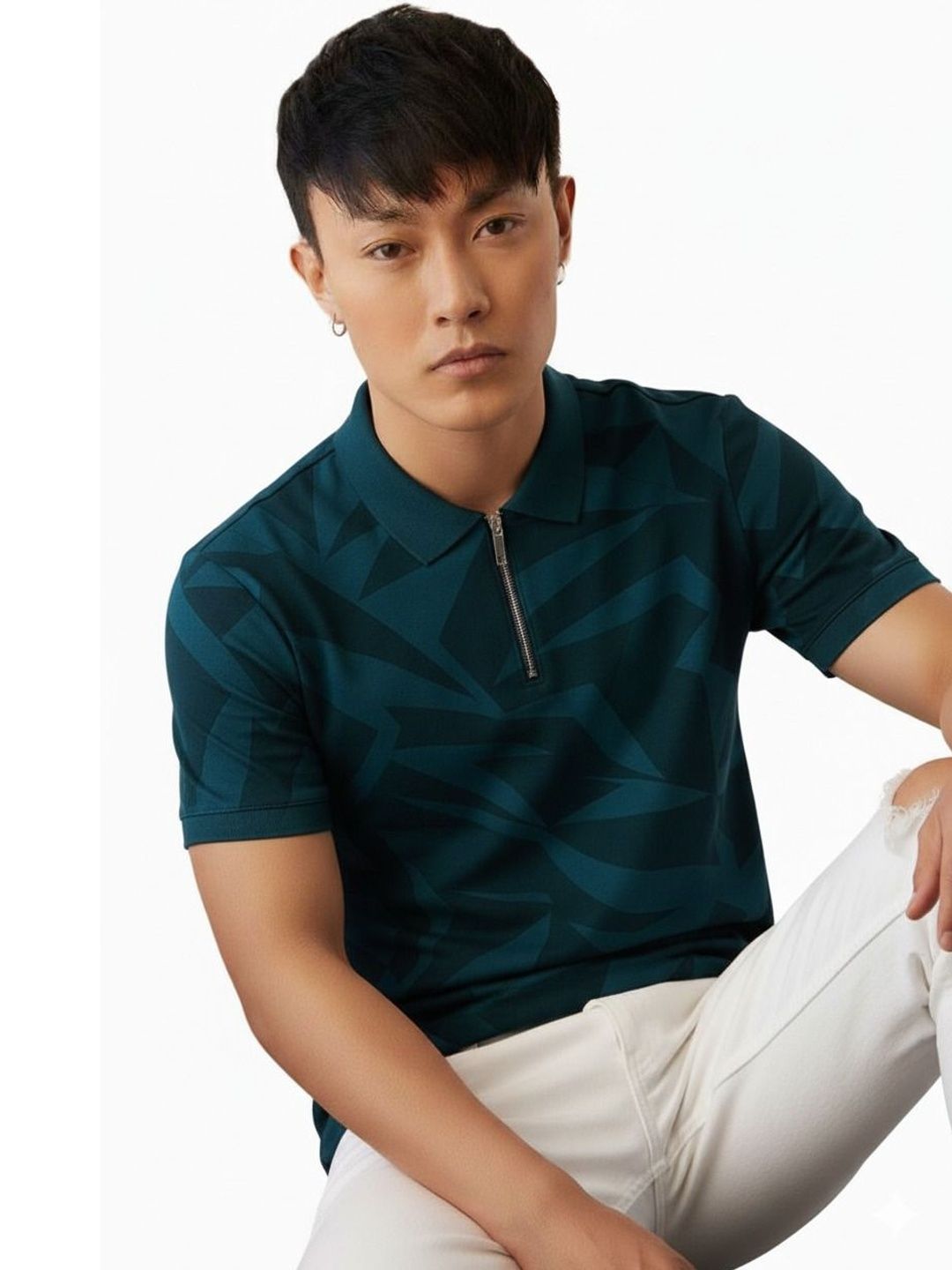 R.Code by The Roadster Life Co. Men Colourblocked Polo Collar T-shirt