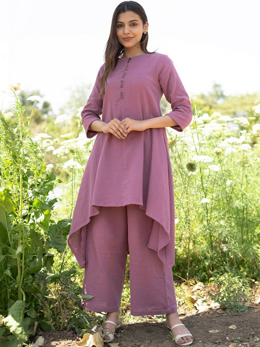 JITI Cotton Solid Top with Palazzos