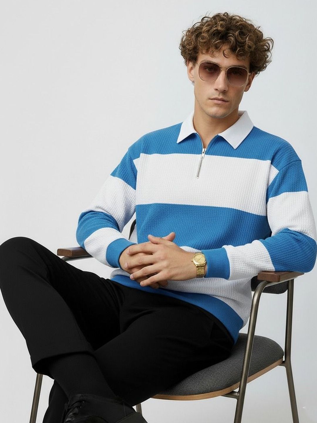 R.Code by The Roadster Life Co. Men Colourblocked Polo Collar T-shirt