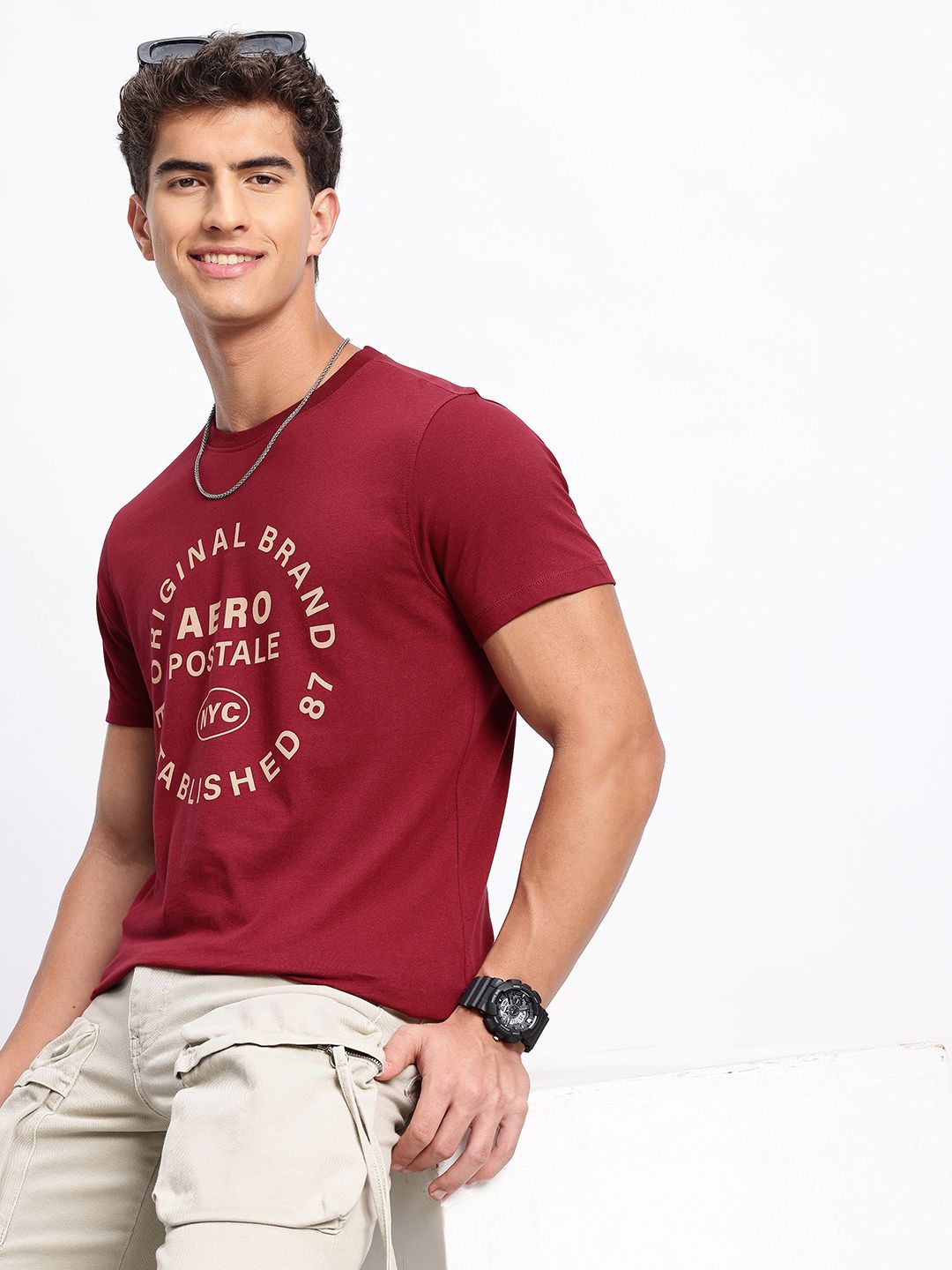 Aeropostale Brand Logo Printed Pure Cotton T-shirt