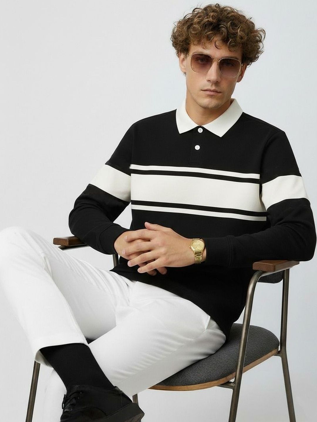 R.Code by The Roadster Life Co. Men Colourblocked Polo Collar T-shirt