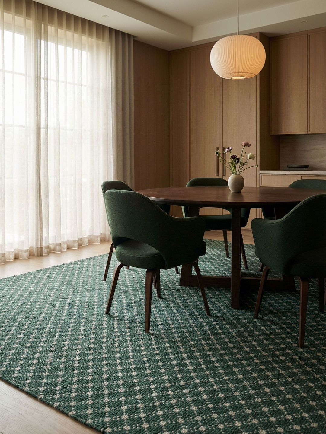 ASTERLANE ASTERLANE Green Geometric No Shredding Polyester Carpet