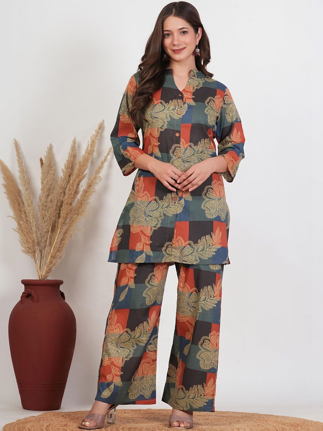 YUVVIK Cotton Printed Tunic with Palazzos