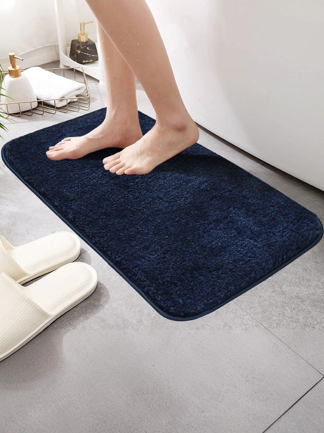 Myntra Elegant Homes Myntra Elegant Homes Blue Antiskid Doormat