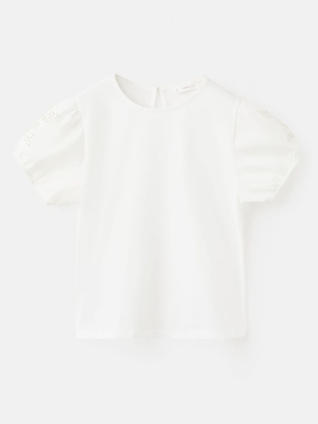 Mango Kids Girls Puff Sleeves Embellished T-shirt