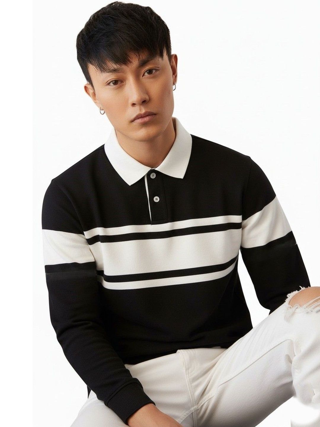 R.Code by The Roadster Life Co. Men Colourblocked Polo Collar T-shirt