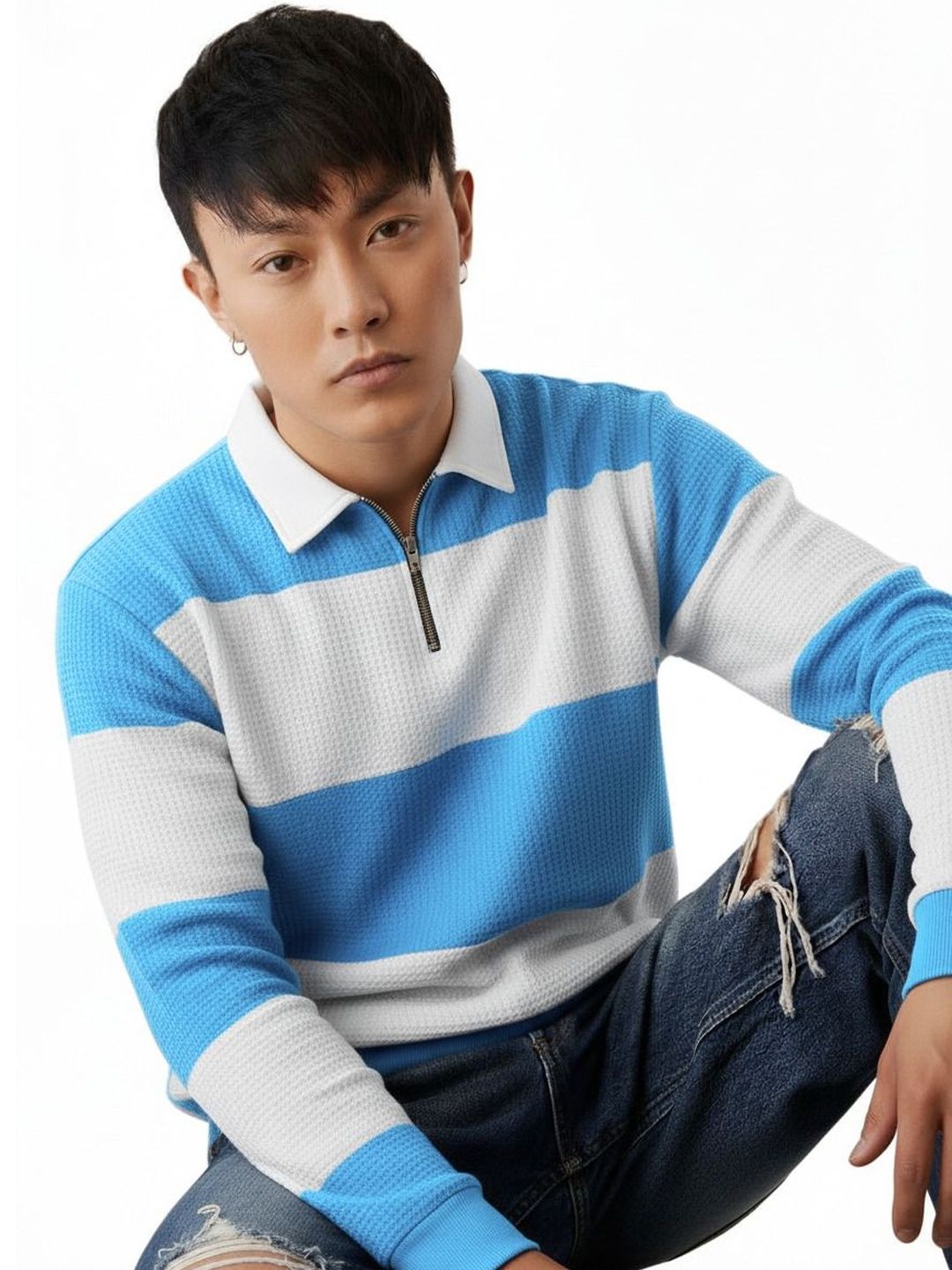 R.Code by The Roadster Life Co. Men Colourblocked Polo Collar T-shirt